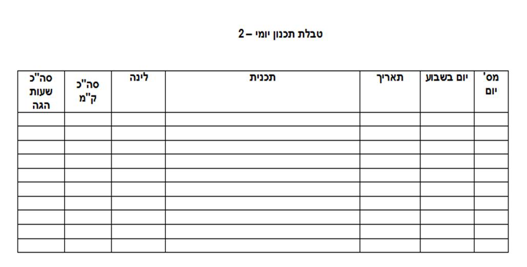 טבלת תכנון יומי - 2