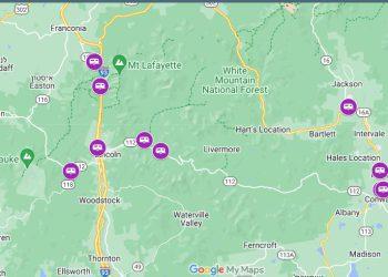 מפת חניון קרוואנים בהרים הלבנים בניו המפשייר